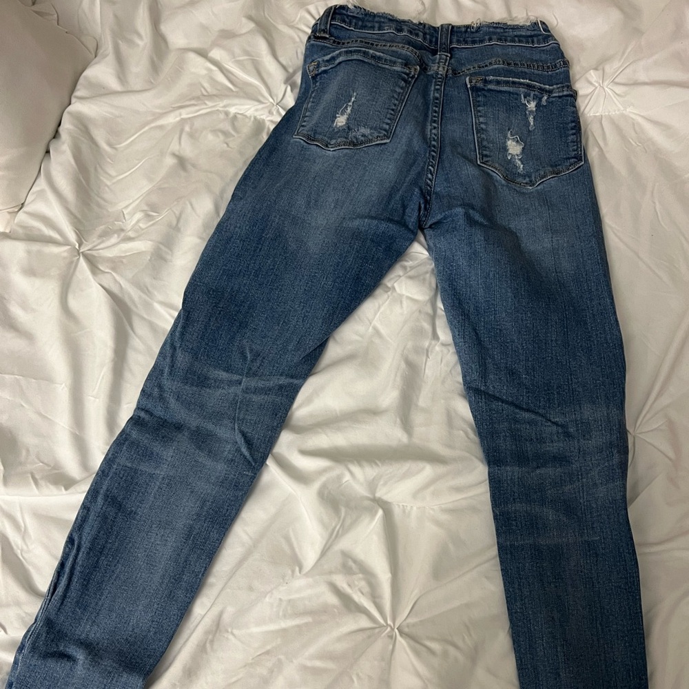 Skinny frayed jeans. Super comfortable and cute